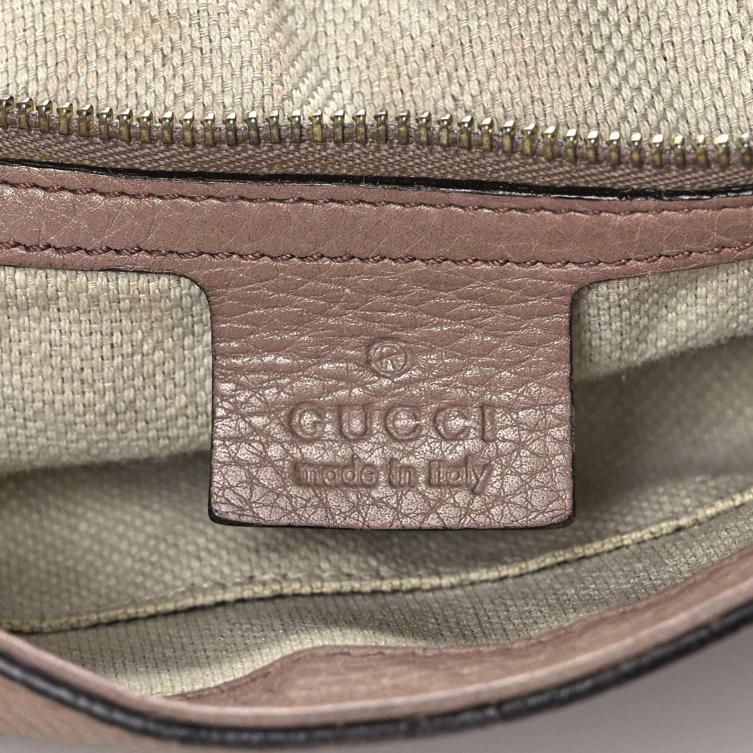 Gucci Pebbled Calfskin Medium Soho Flap Crossbody Camelia 5 of 12