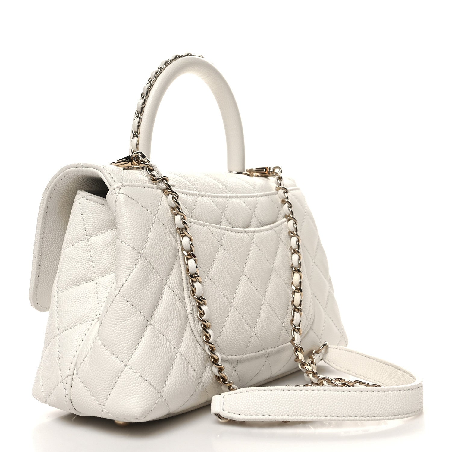 Chanel Caviar Quilted Mini Coco Chain Handle Flap White 3 of 12