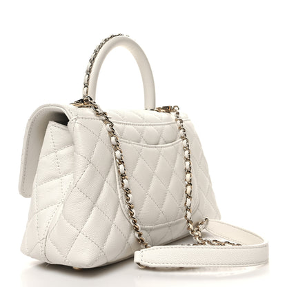 Chanel Caviar Quilted Mini Coco Chain Handle Flap White 3 of 12