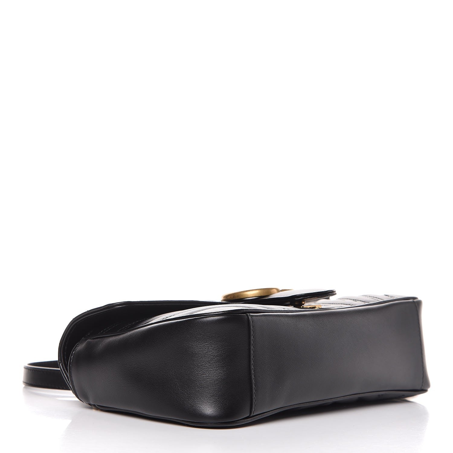 Gucci Calfskin Matelasse Small GG Marmont Shoulder Bag Black 4 of 7