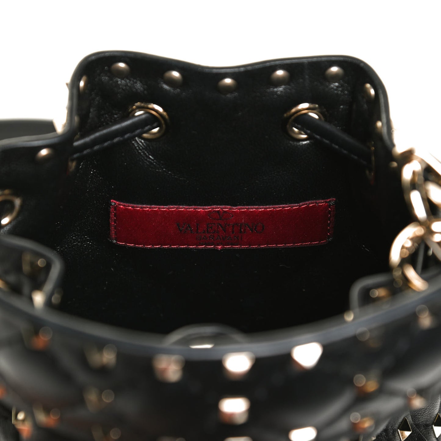 Nappa Mini Rockstud Spike Bucket Bag Black