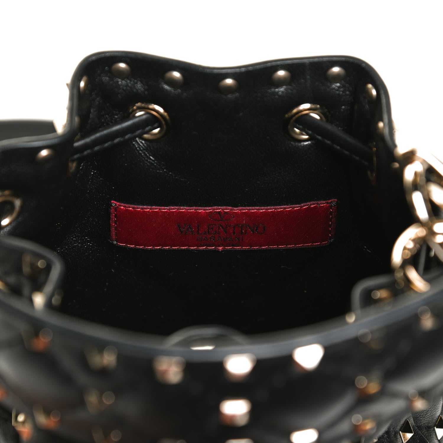 Valentino Garavani Nappa Mini Rockstud Spike Bucket Bag Black 6 of 12