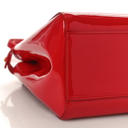 Fendi Vitello Vernice Mou Mini Peekaboo Iconic Satchel Rosso Cardinale 9 of 10