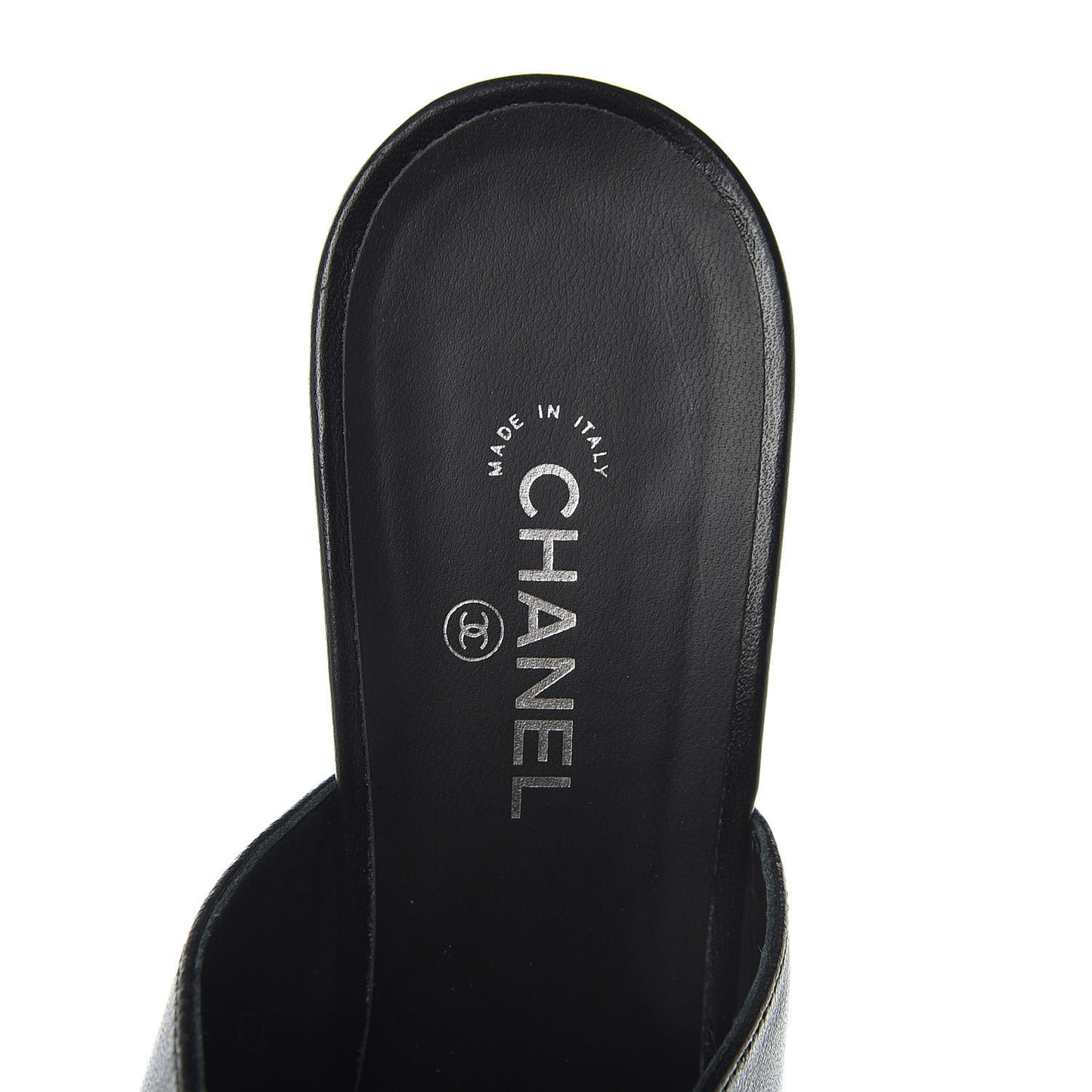 Lambskin Cap Toe CC Mules 38 Black