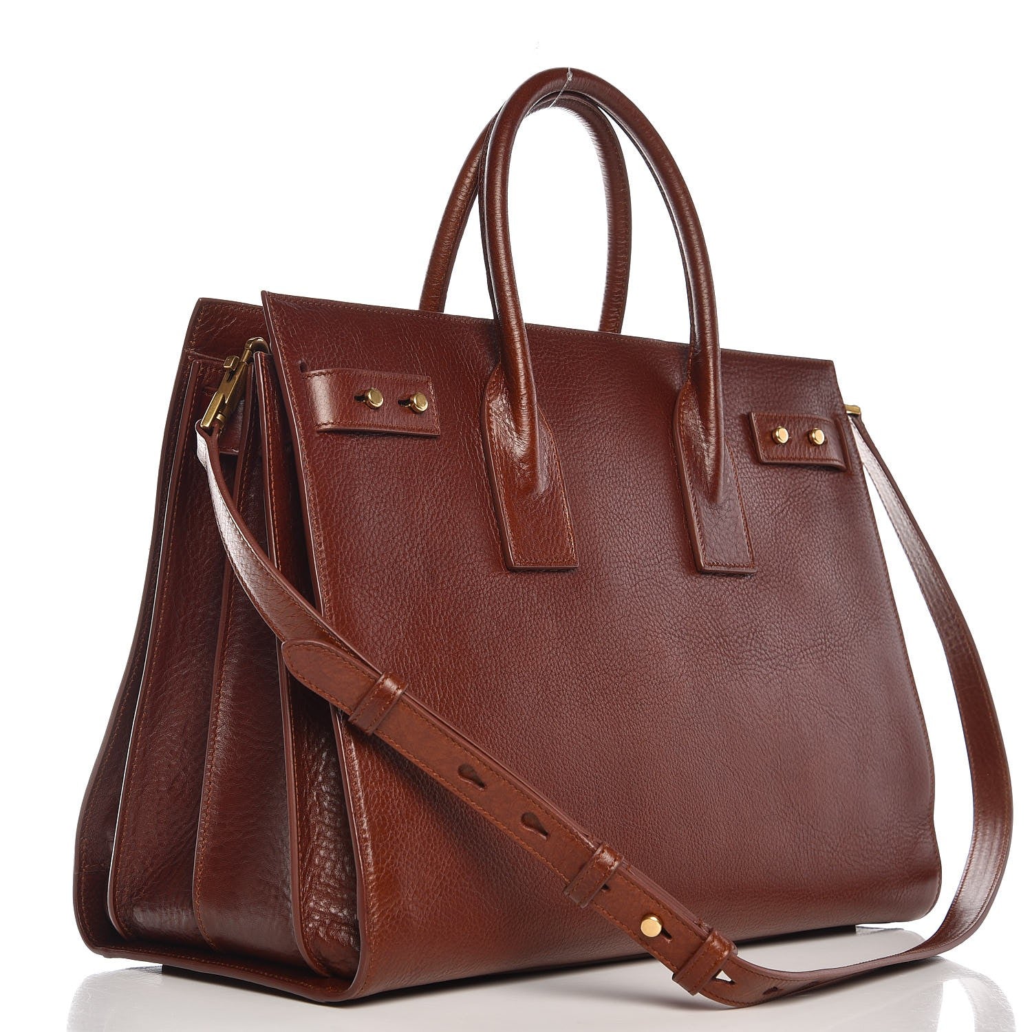 Saint Laurent Grained Calfskin Medium Supple Sac De Jour Dark Brown 3 of 15