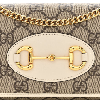 Gucci GG Supreme Monogram Azalea Calfskin Horsebit 1955 Wallet On Chain Beige Ebony Mystic White 9 of 11