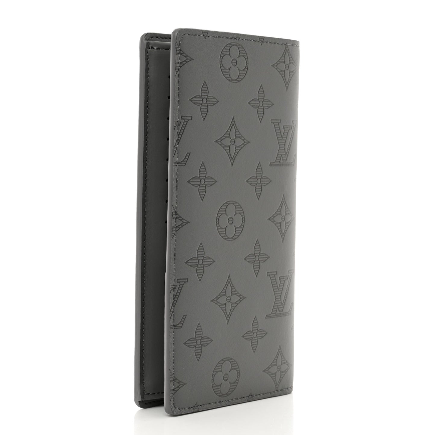 Calfskin Monogram Shadow Brazza Wallet Anthracite Gray