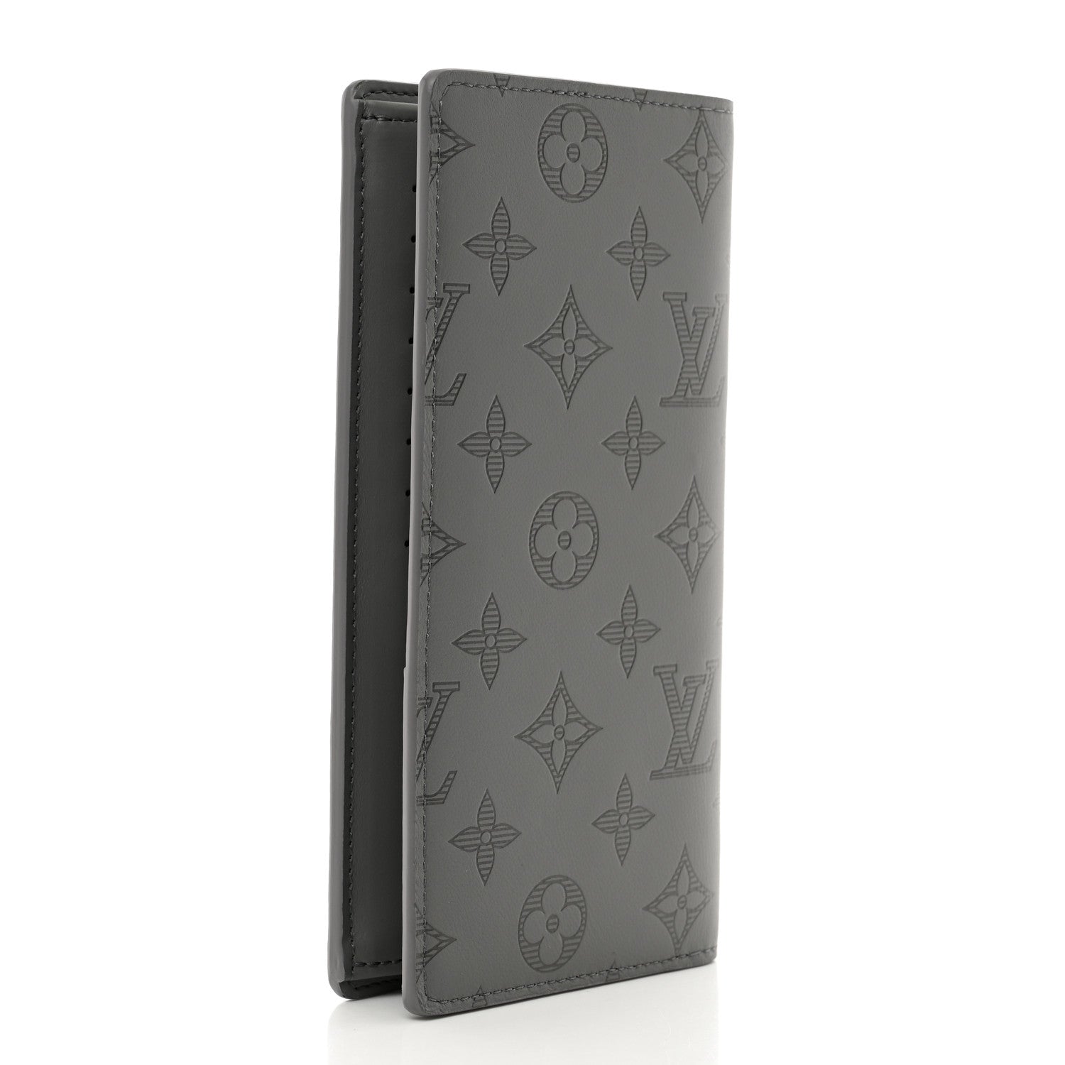 Louis Vuitton Calfskin Monogram Shadow Brazza Wallet Anthracite Gray 3 of 7