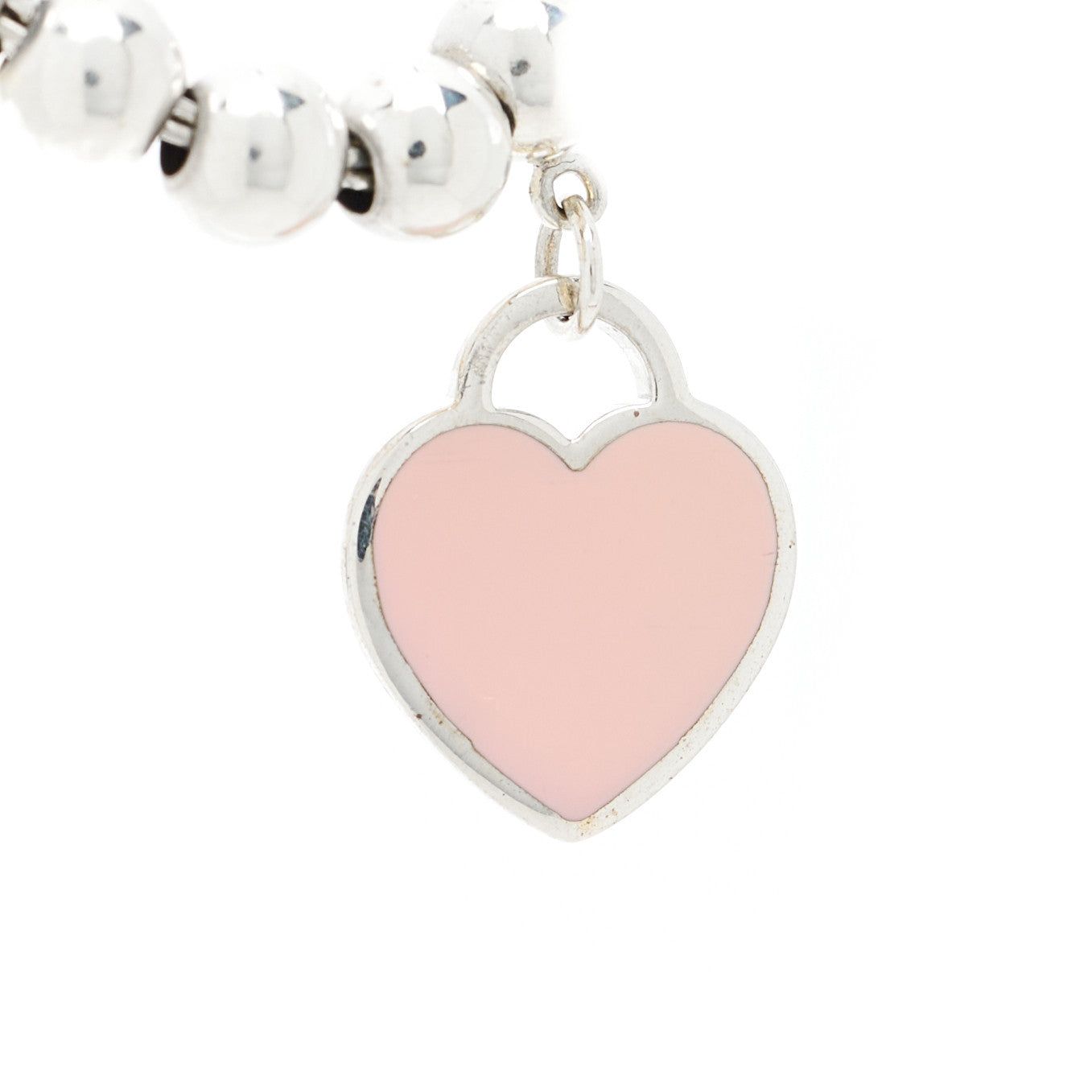 Tiffany Sterling Silver Enamel 4mm Return to Tiffany Heart Tag Bead Bracelet Pink 4 of 7