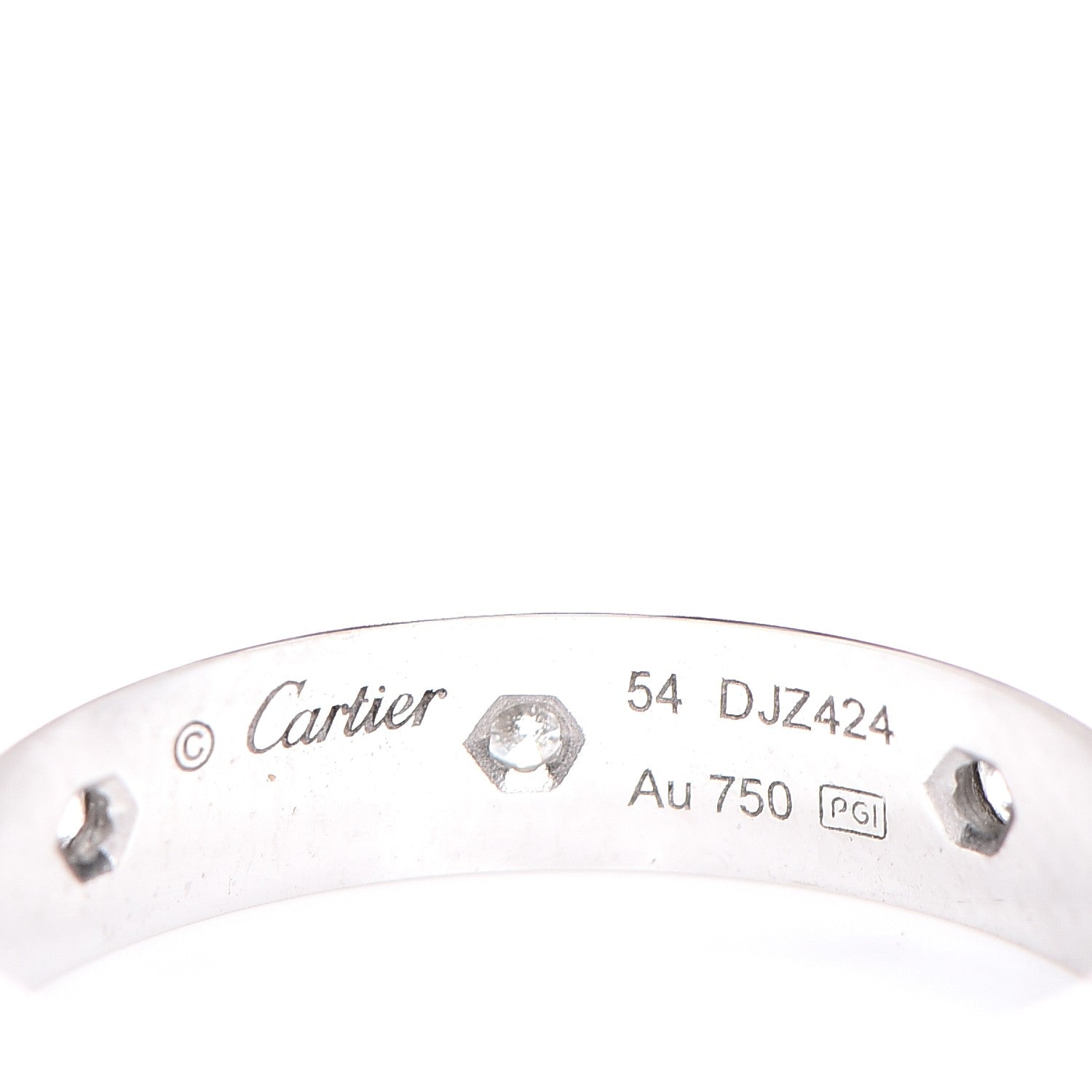 Cartier 18K White Gold 8 Diamond 4mm LOVE Wedding Band Ring 54 6.75 3 of 6