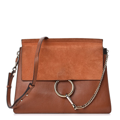Chloe Suede Calfskin Medium Faye Shoulder Bag Tobacco 1 of 19