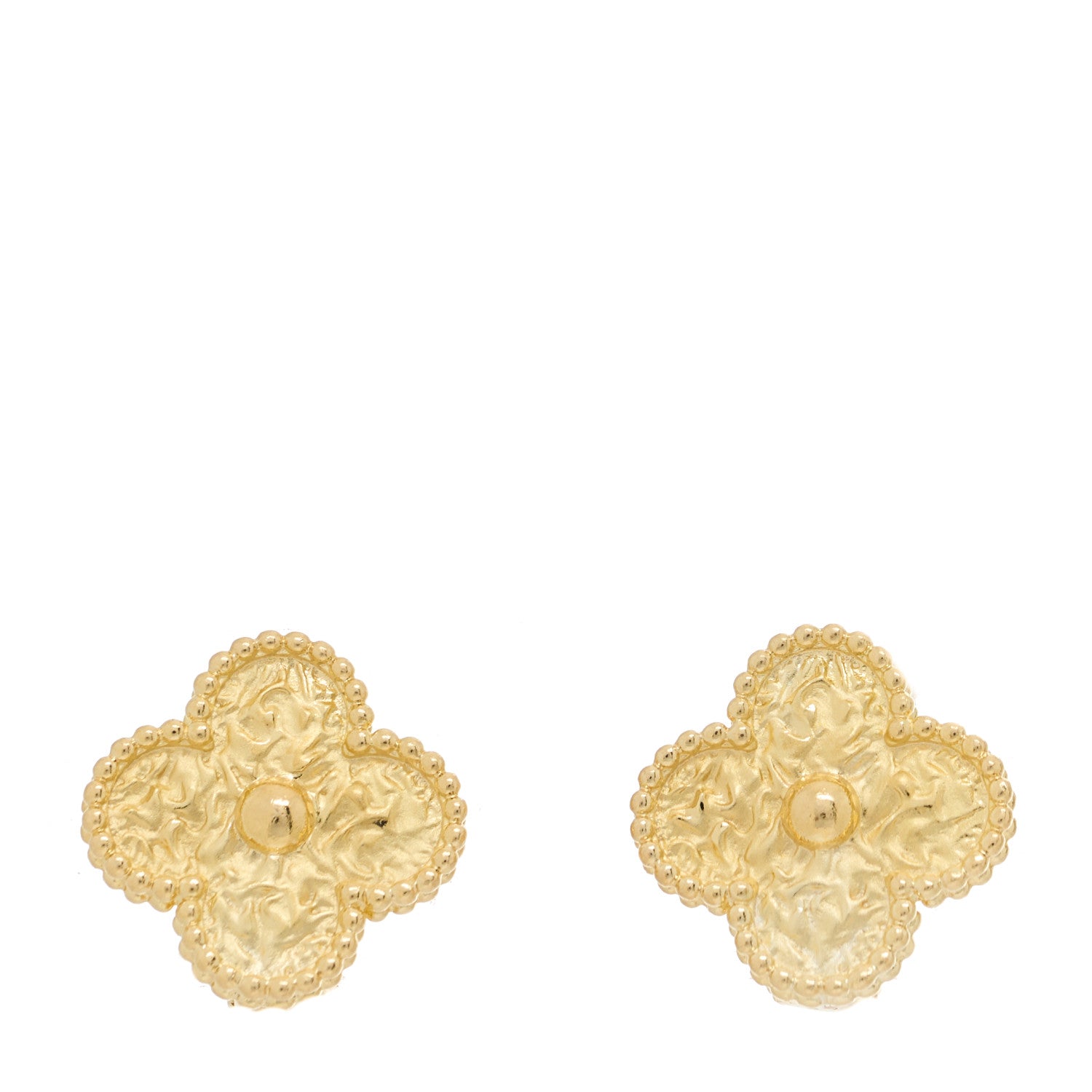 Van Cleef & Arpels 18K Yellow Gold Vintage Alhambra Earrings 1 of 4