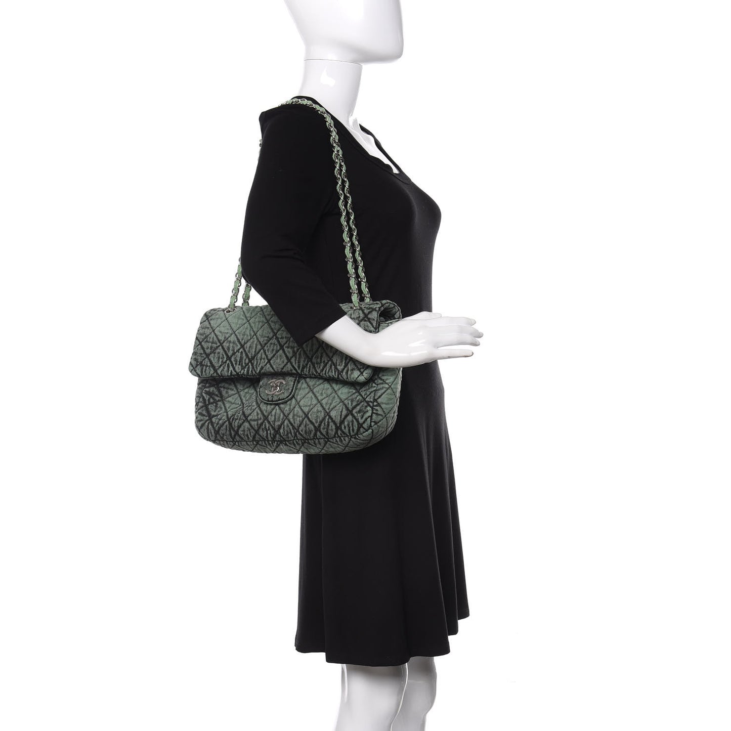 Denim Quilted Denimpression Flap Green Black