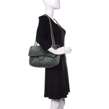 Chanel Denim Quilted Denimpression Flap Green Black 2 of 9