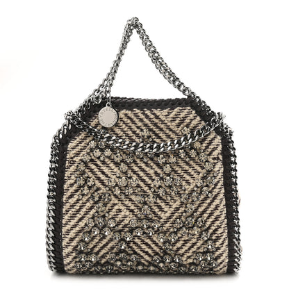 Stella McCartney Crystal Embroidered Jacquard Tiny Falabella Tote Chocolate Cream 1 of 10