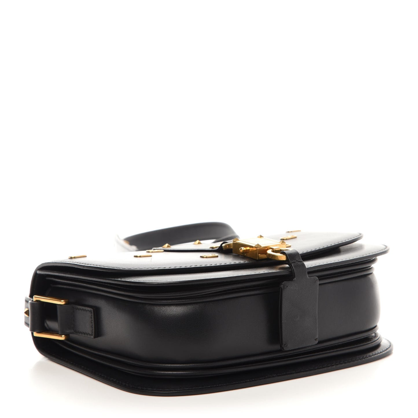 Calfskin V-Locker Saddle Bag Black