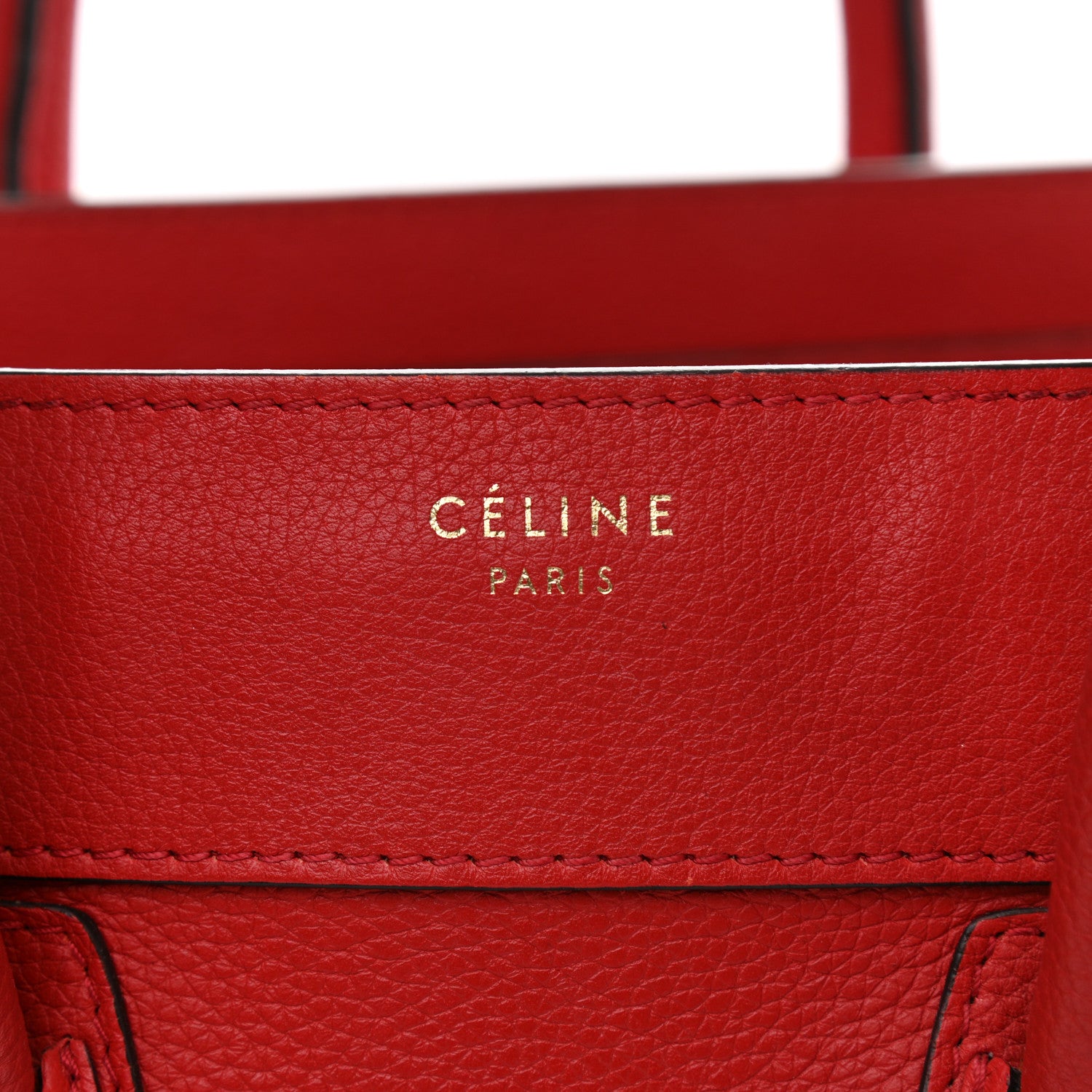 Celine Drummed Calfskin Mini Luggage Coquelicot 6 of 19