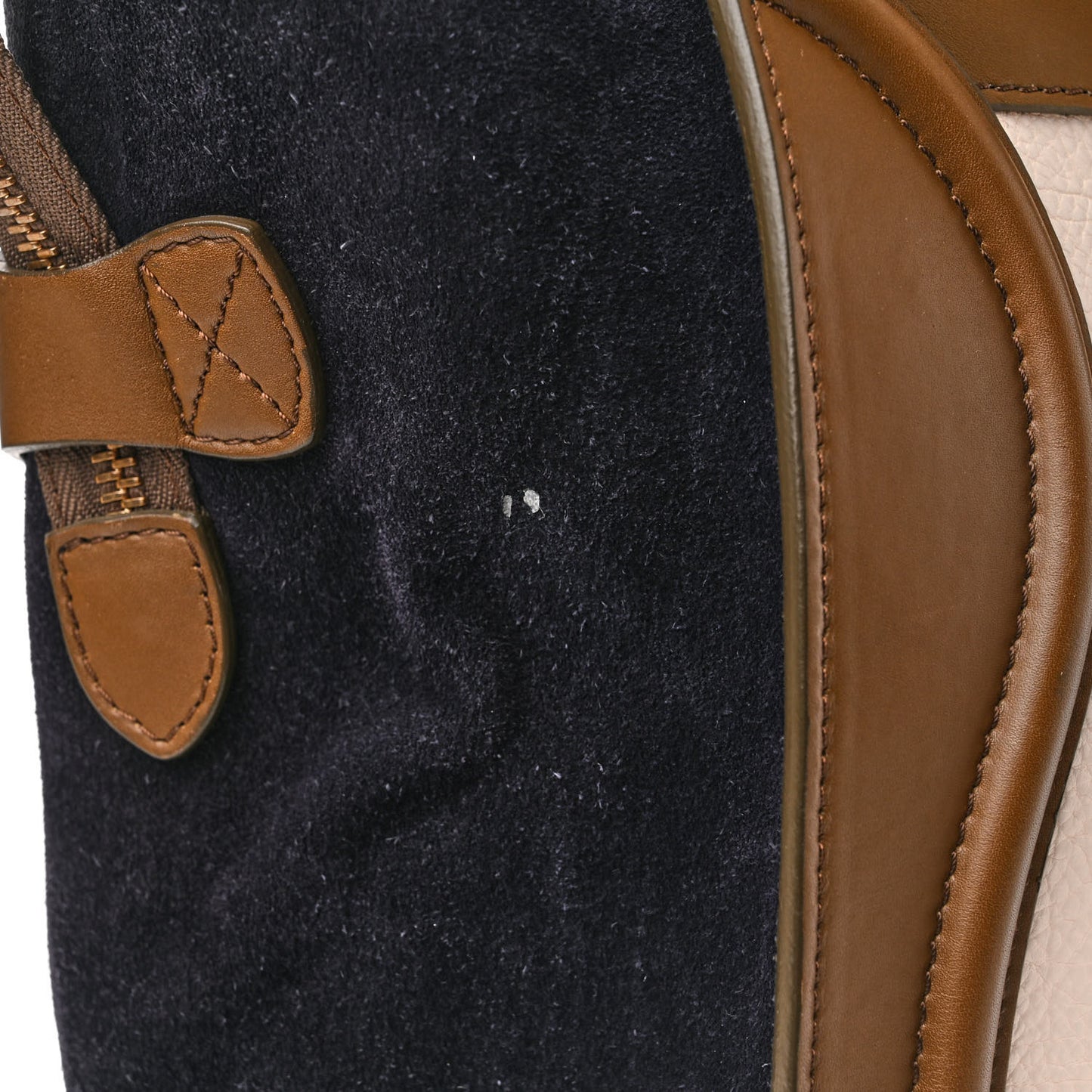 Textured Calfskin Suede Tri-color Mini Luggage Cream
