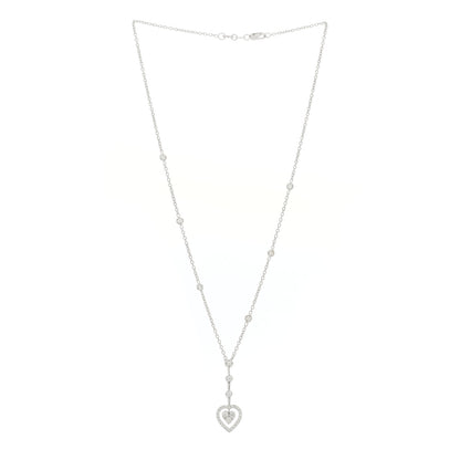 Roberto Coin 18K White Gold Diamond Open Heart Drop Pendant Necklace 3 of 5