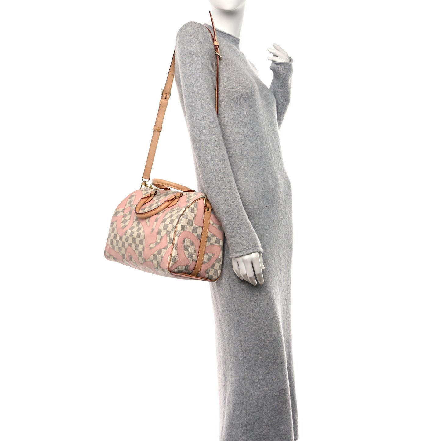Damier Azur Tahitienne Speedy Bandouliere 30 Rose Ballerine