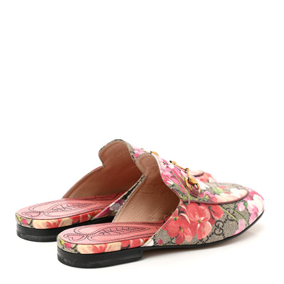 Gucci GG Supreme Monogram Blooms Womens Princetown Slippers 37.5 Beige Multicolor Dry Rose 4 of 8