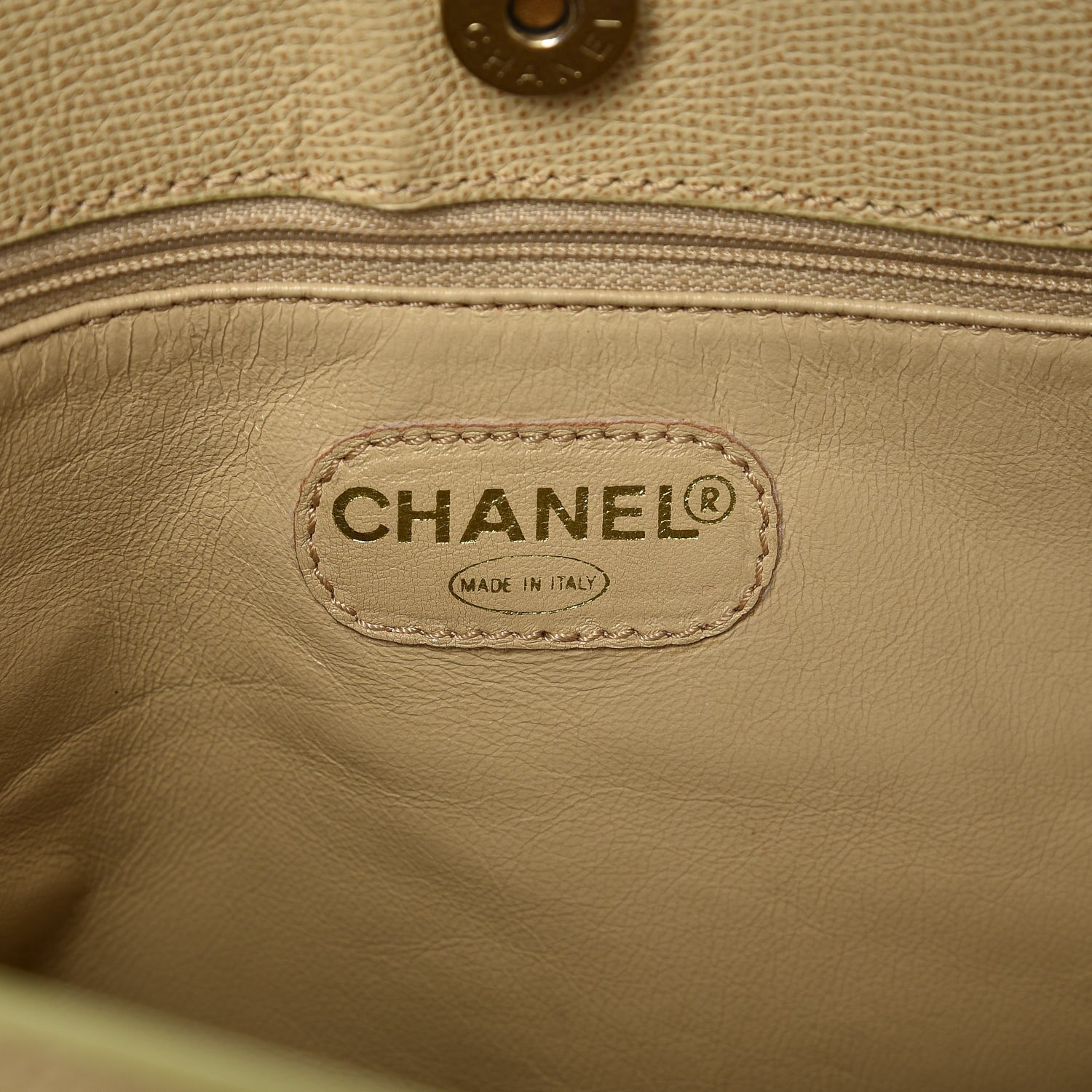 Chanel Grained Calfskin Logo Tote Beige 6 of 12