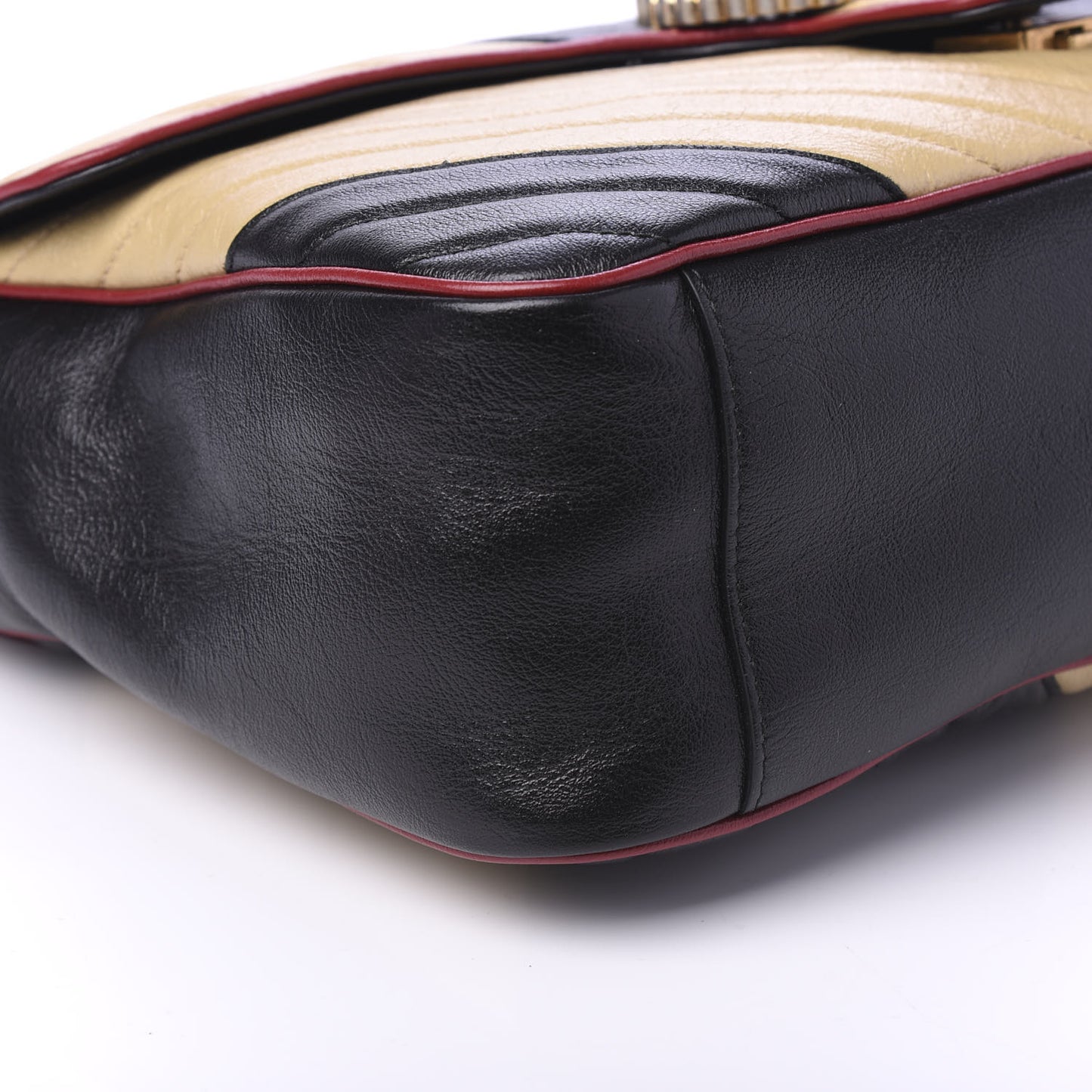 Azalea Calfskin Matelasse Diagonal Patchwork Large Torchon GG Marmont Shoulder Bag Black Beige Romantic Cerise