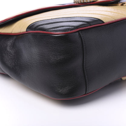 Gucci Azalea Calfskin Matelasse Diagonal Patchwork Large Torchon GG Marmont Shoulder Bag Black Beige Romantic Cerise 6 of 10