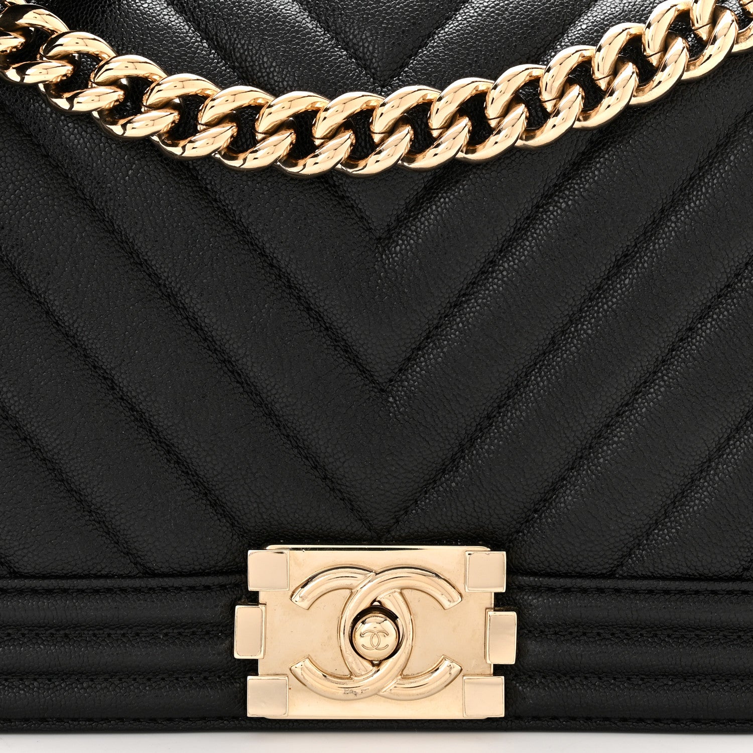 Chanel Caviar Chevron Quilted Medium Boy Flap Black 8 of 10