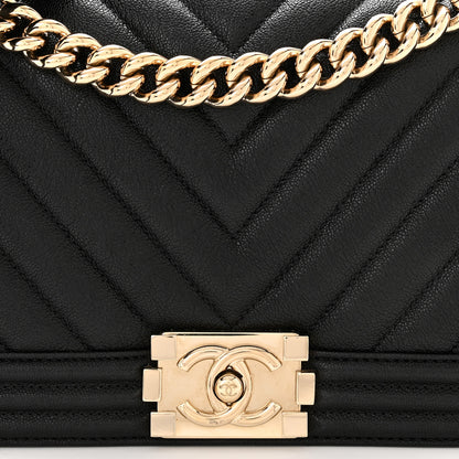 Chanel Caviar Chevron Quilted Medium Boy Flap Black 8 of 10