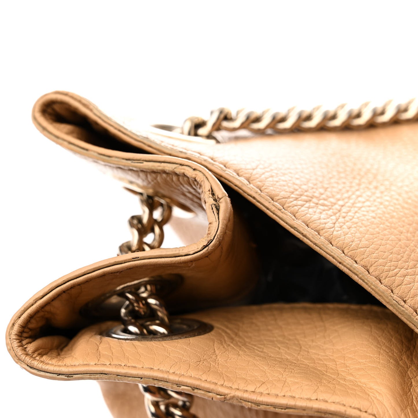 Pebbled Calfskin Large Soho Chain Shoulder Bag Nude