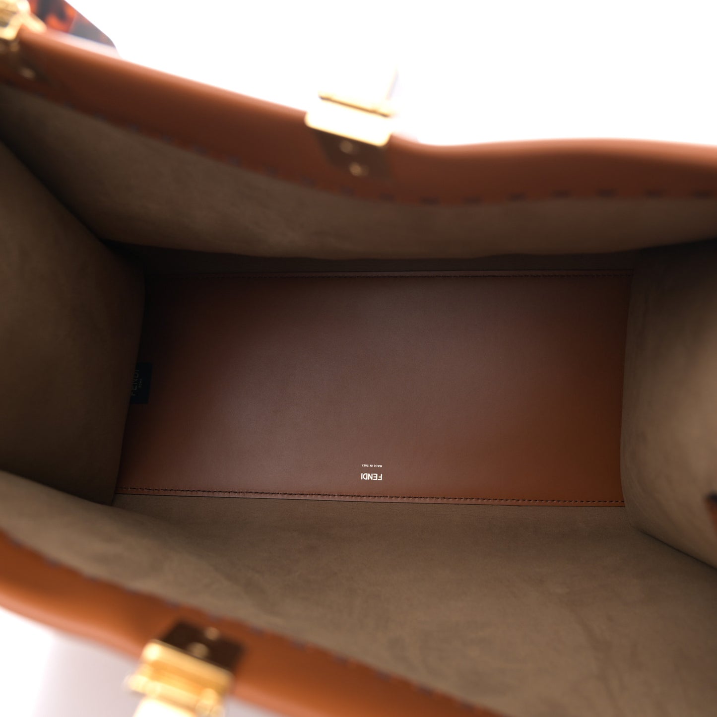 Vitello King Plexiglass Large Fendi Sunshine Shopper Tote Cuoio