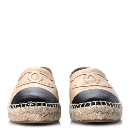 Chanel Lambskin CC Espadrilles 39 Beige Black 3 of 9