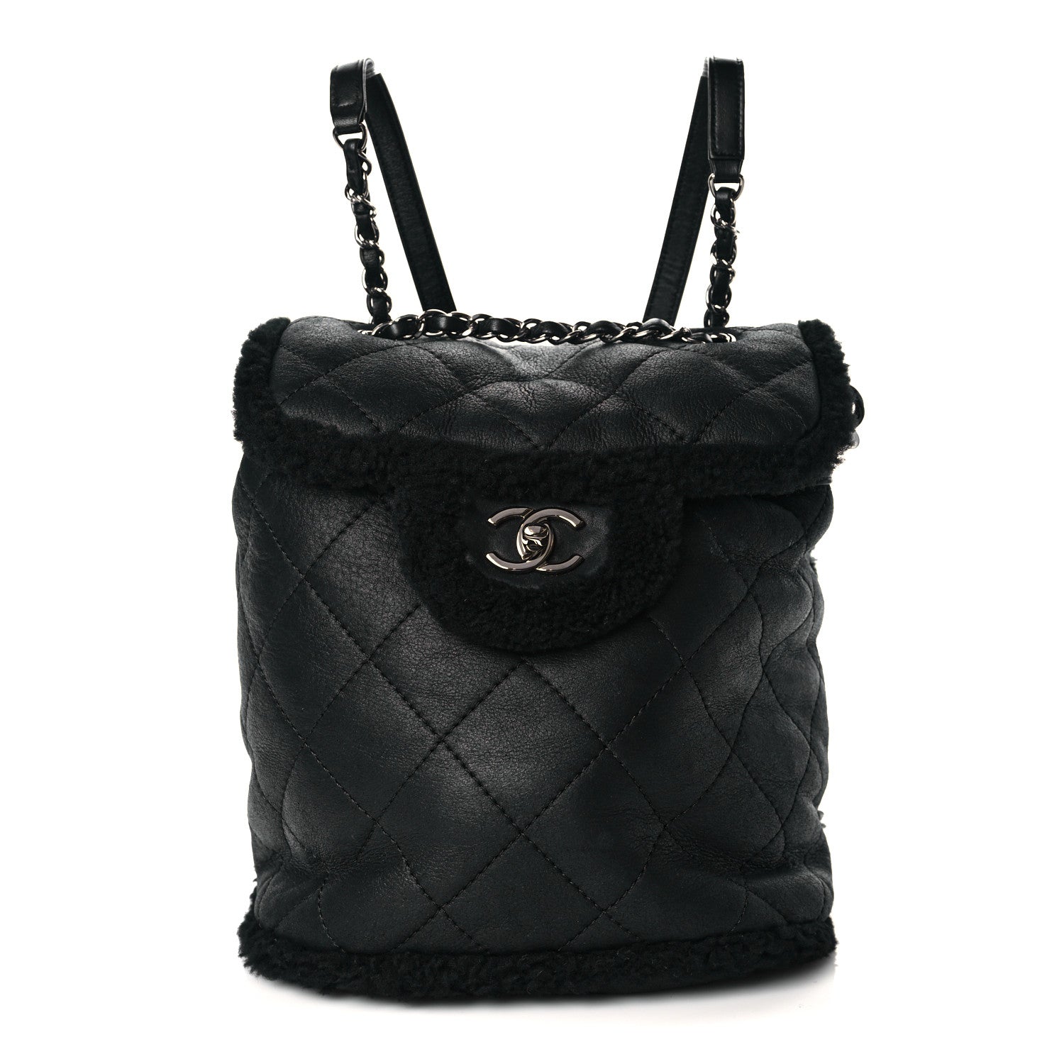 Chanel Lambskin Shearling Coco Neige Backpack Black 1 of 8