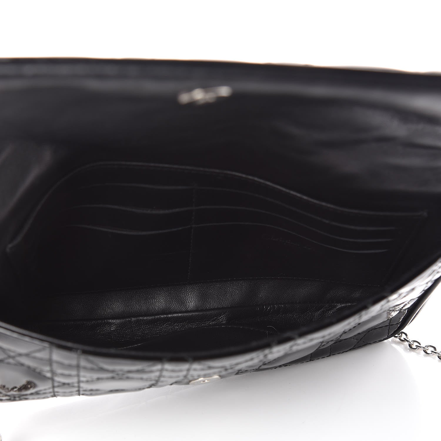 Christian Dior Patent Cannage Wallet on Chain Pouch Black 5 of 8