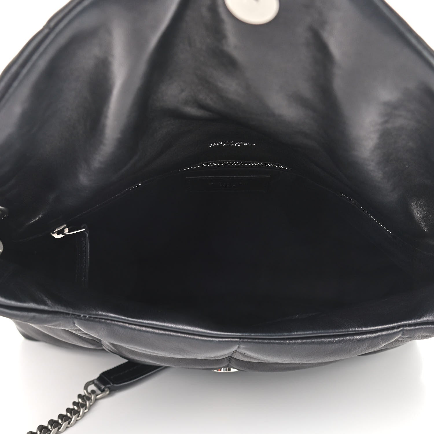 Saint Laurent Lambskin Quilted Medium Loulou Puffer Monogram Chain Satchel Black 5 of 8