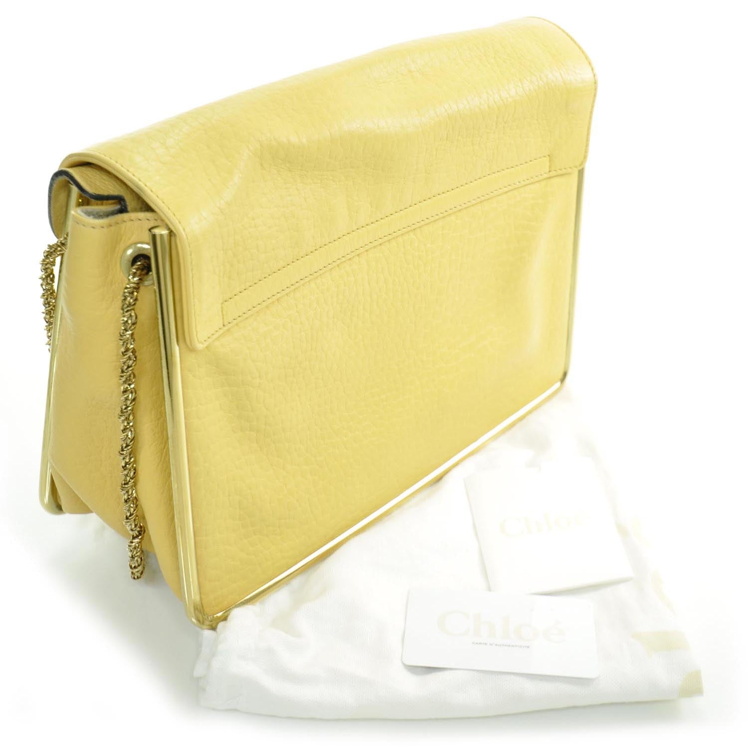 Chloe Grained Calfskin Sally Flap Bag Yellow 3 of 10