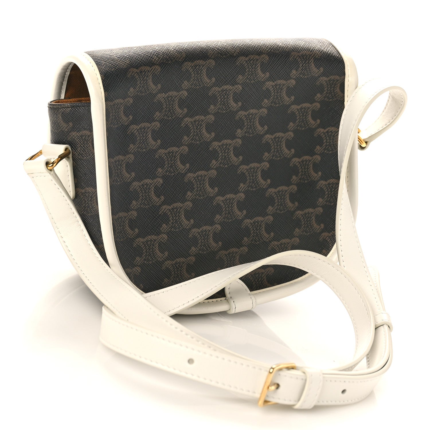 Celine Triomphe Canvas Medium Folco Bag White 3 of 10