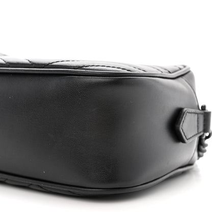 Gucci Calfskin Matelasse Monochrome Small GG Marmont Chain Shoulder Bag Black 11 of 17