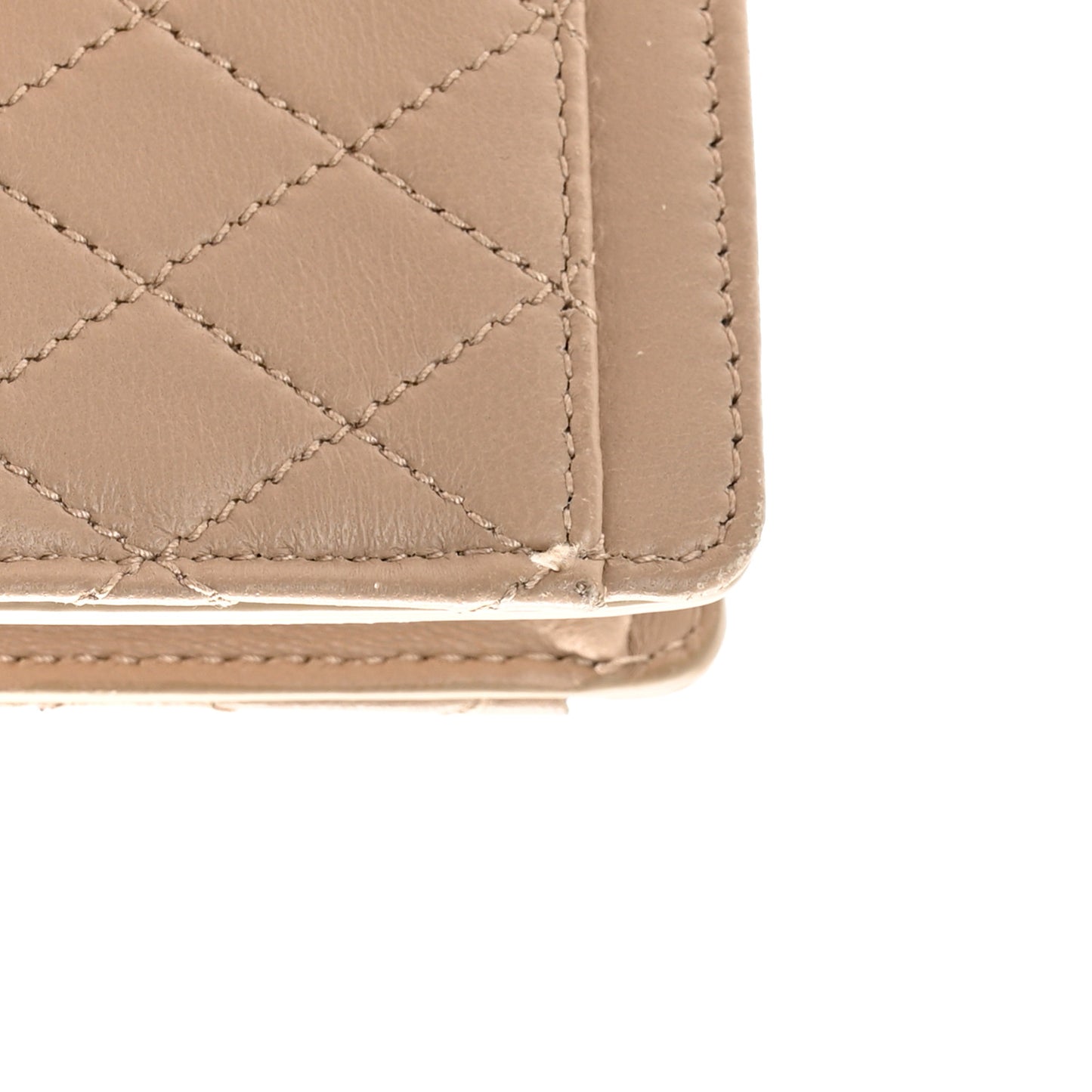 Lambskin Quilted Monogram Micro Gaby Crossbody Bag Beige
