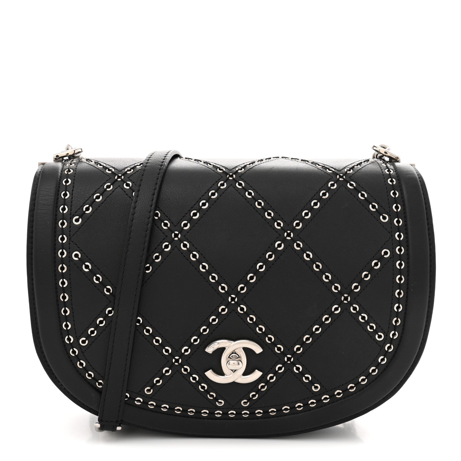 Chanel Calfskin Coco Eyelets Small Flap Bag Black 1 of 11