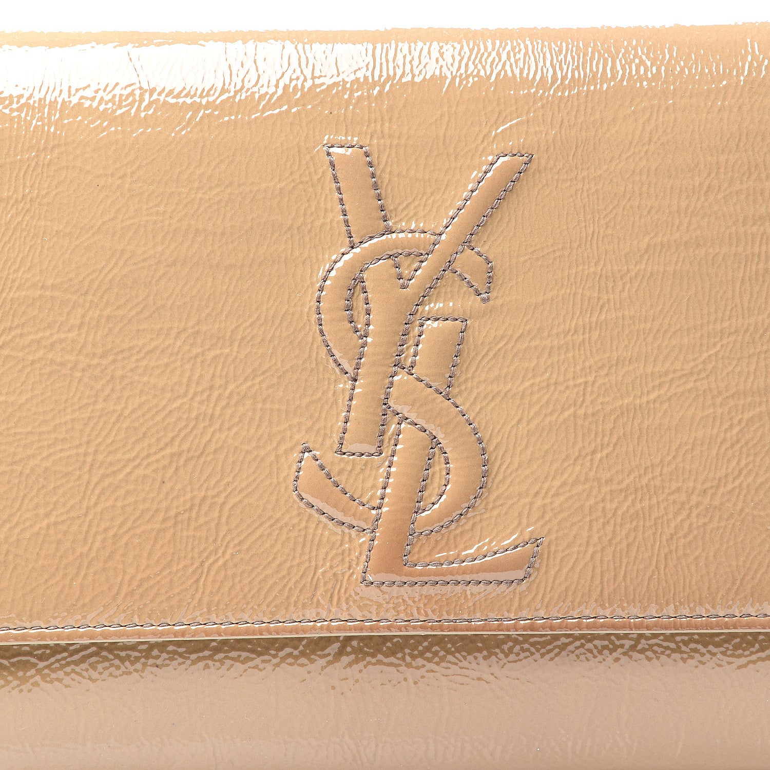 Saint Laurent Textured Patent Calfskin Monogram Large Belle De Jour Clutch Nude 8 of 8