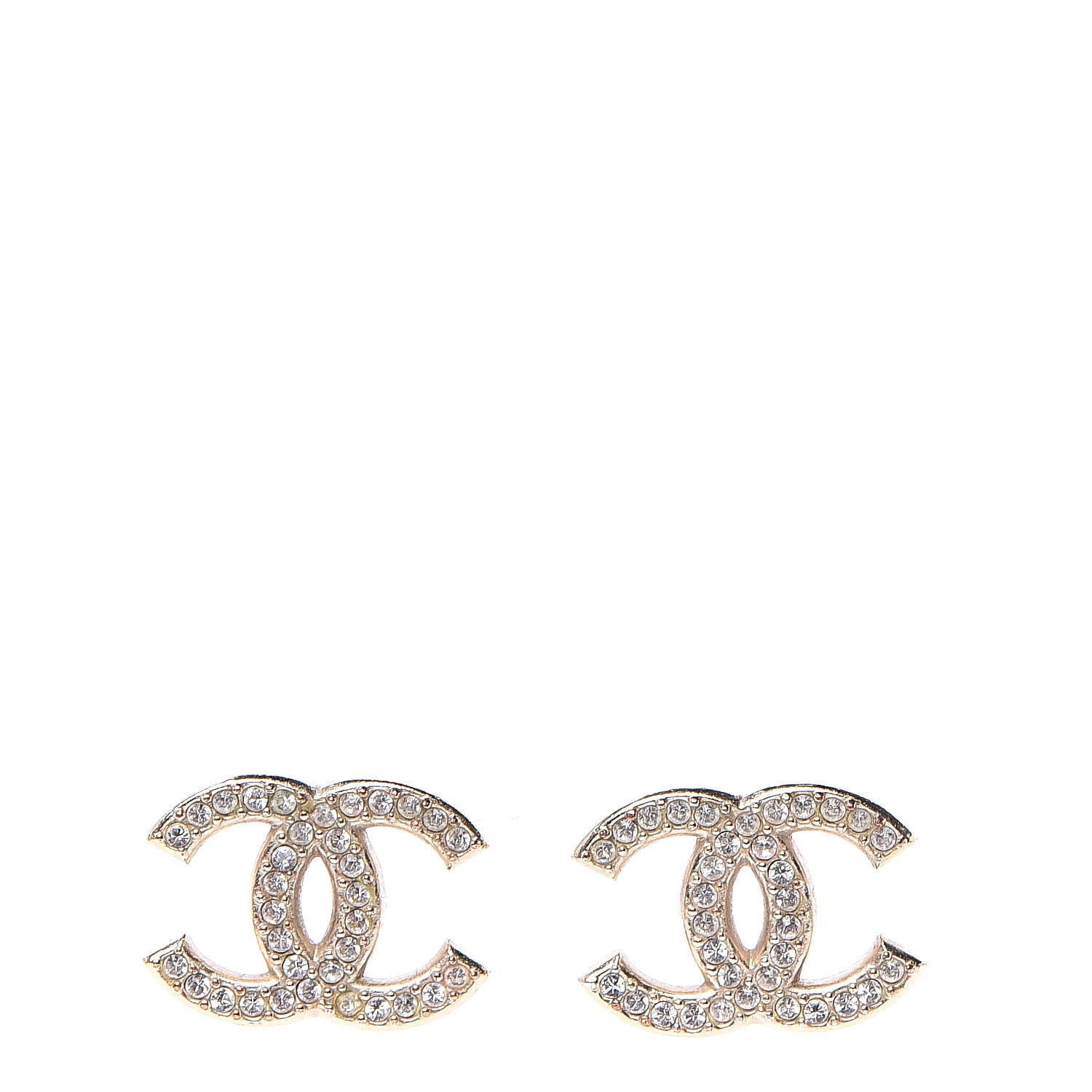 Chanel Crystal CC Earrings Gold 1 of 5