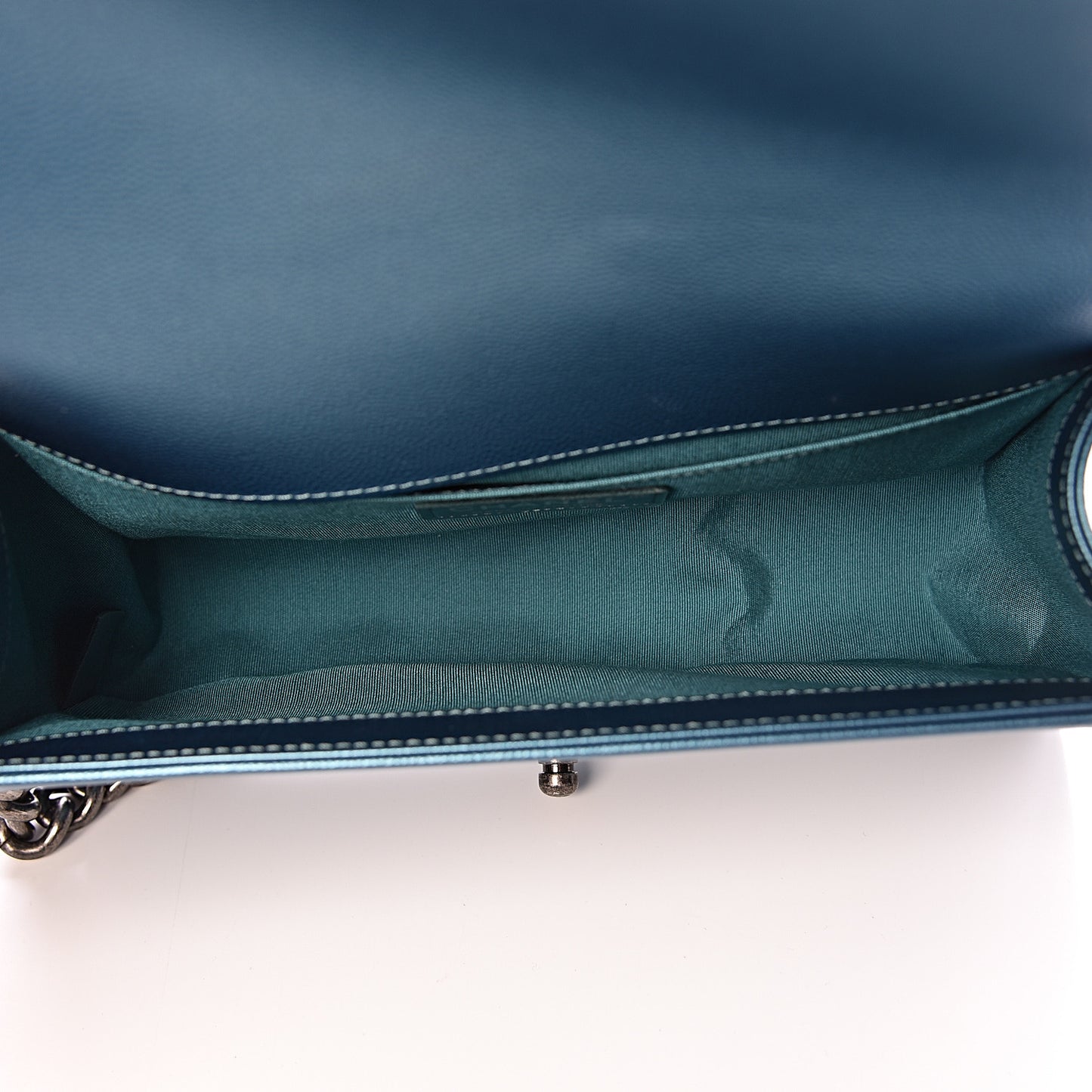 Metallic Caviar Quilted Medium Boy Flap Turquoise