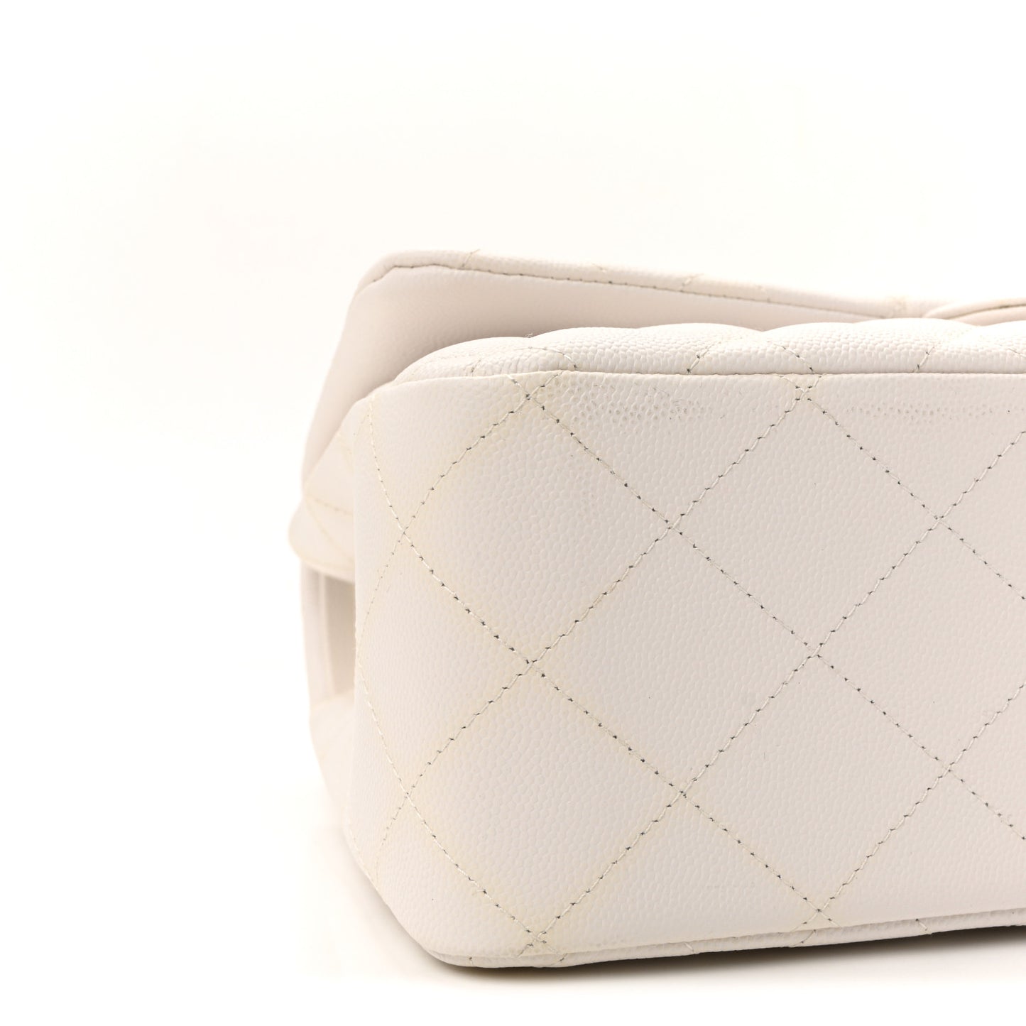 Caviar Quilted Jumbo Double Flap White
