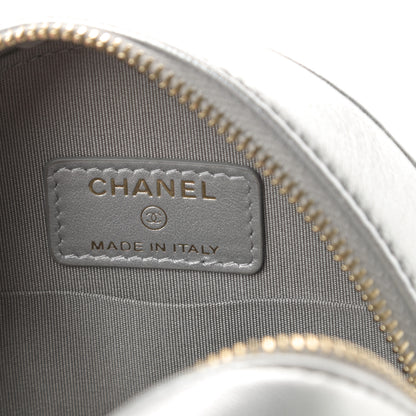 Chanel Metallic Lambskin Quilted Chanel 19 Round Clutch With Chain Silver 6 of 11