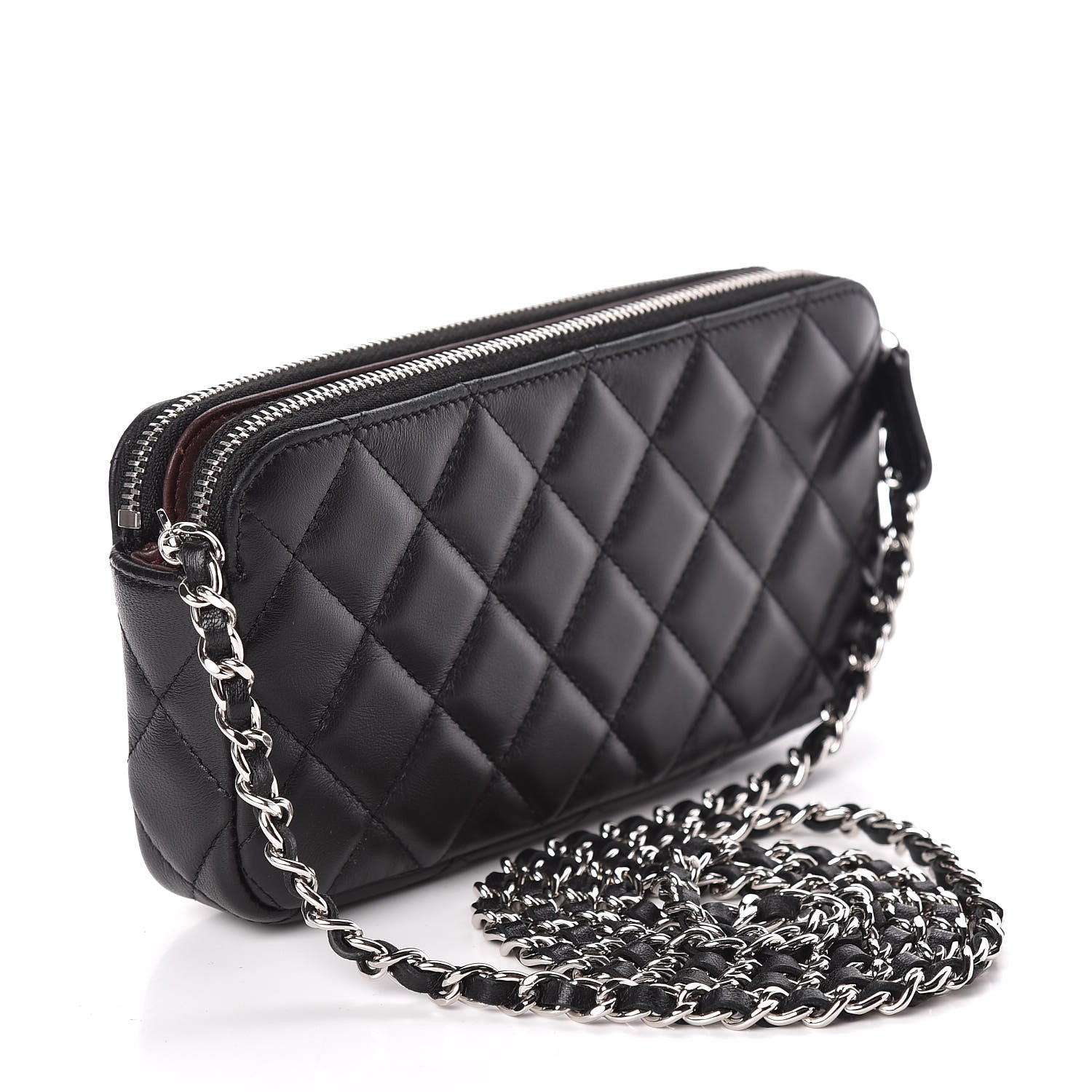 Chanel Lambskin Quilted Small Clutch With Chain Black 3 of 14