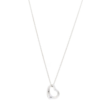 Tiffany Sterling Silver 16mm Elsa Peretti Open Heart Pendant Necklace 1 of 4