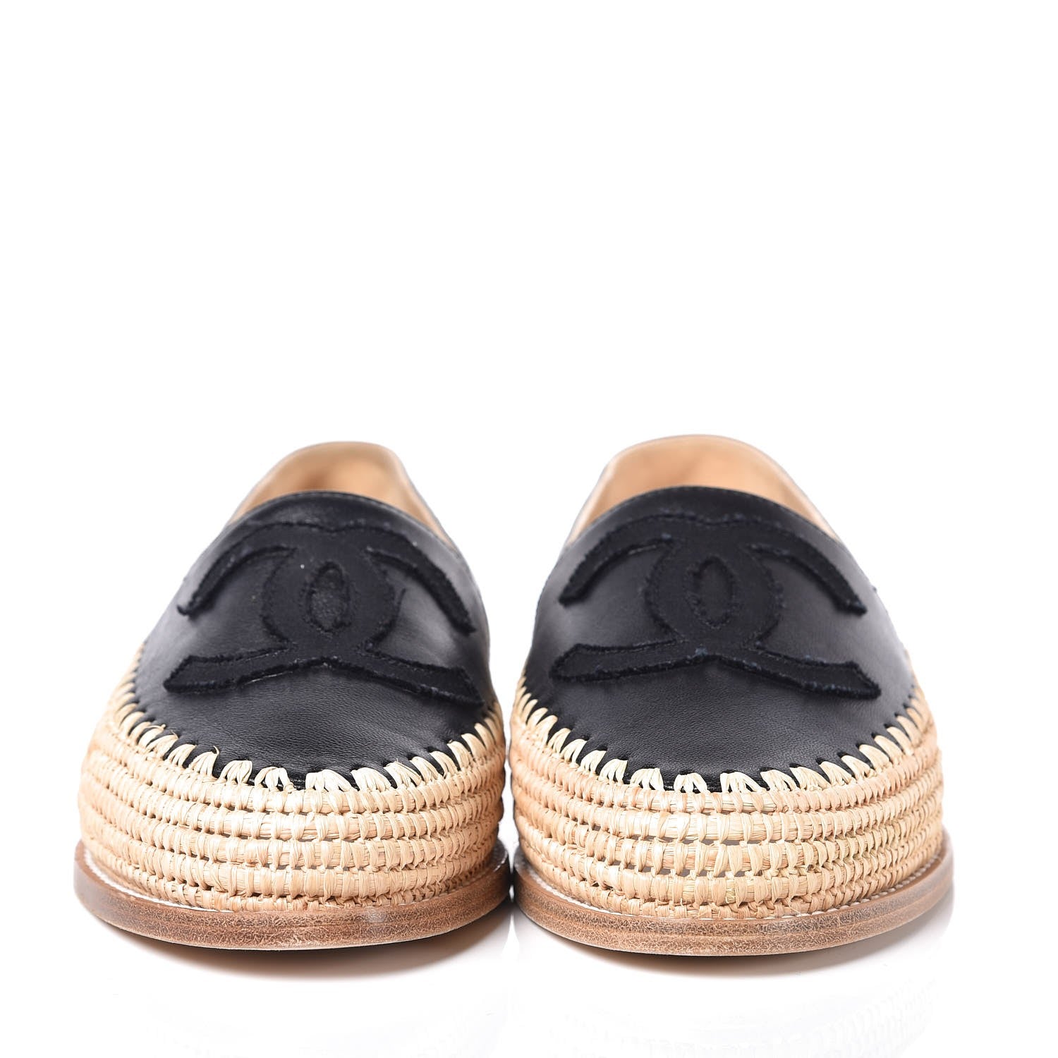 Chanel Lambskin Grosgrain CC Espadrilles 36 Black 2 of 9