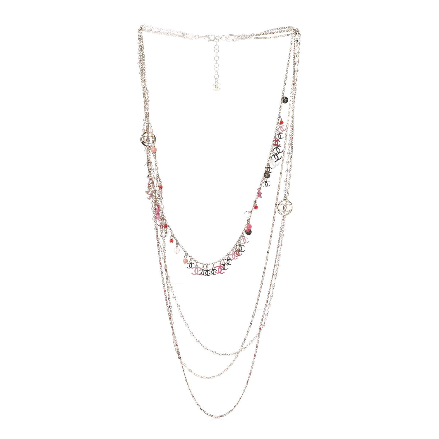 Chanel Bead Pearl CC Charm Multistrand Necklace Gold　 3 of 5